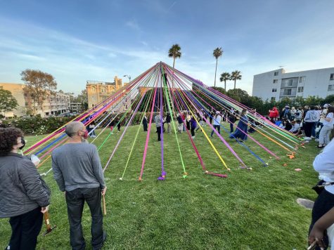 Seniors and their families participate in the Maypole set-up event on Thursday, May 5. This year's Maypole process was different than in previous years.