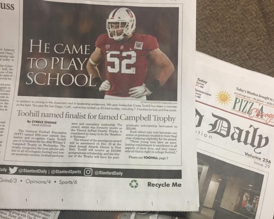 This is a printed copy of the The Stanford Dailys newspaper, which features a story written by Archer alumni Cybele Zhang. Zhang said the experience The Oracle gave her allowed her to find her passions outside of journalism and taught her practical skills she uses in her daily life.