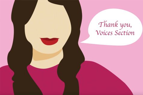 This illustration shows me thanking the Voices section. After two years of being the Voices Editor, I am more than grateful that I had this opportunity.