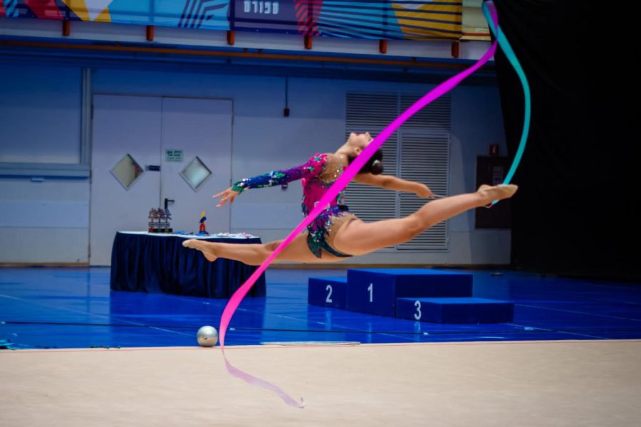 Senior Daisy Marmur performs in the Maccabiah Games in Israel. Over the summer, Marmur represented the United States in the Olympic sanctioned event in rhythmic gymnastics.