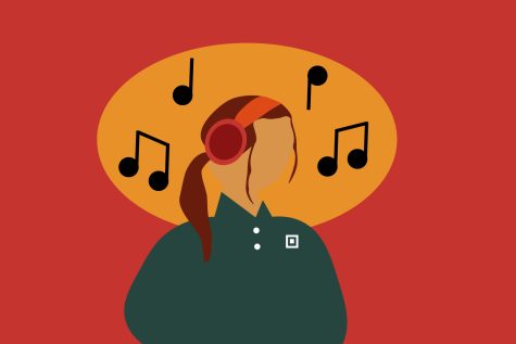 This illustration shows me listening to music through my headphones. While Ive been hard of hearing most of my life, music has been a constant and Im grateful to have it in my life.