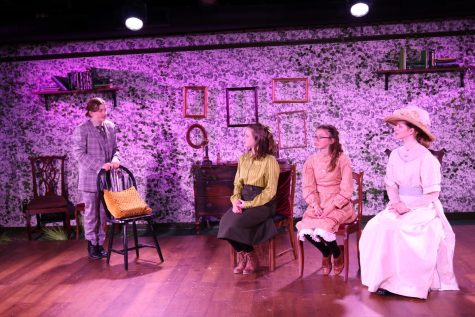 Sir Arthur Conan Doyle (Adella Travers 27)  talks to Elsie (Olivia Broock 27), Francis (Charlotte Bloomfield 28) and Elsies mother (Charlotte Burnap 27) about the fairy photos they are creating and how they give him hope in the afterlife.  The middle school production ran Jan. 13-14. 