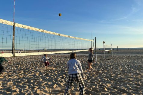 The beach volleyball team practices at Edinburgh beach. The team started practicing in the beginning of February and has played Palisades Charter, Notre Dame and Viewpoint.