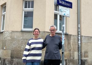 My opa and I stand together in front of his childhood home in Dresden, Germany. He and his family moved to this condo after the bombing of Dresden in 1945. 