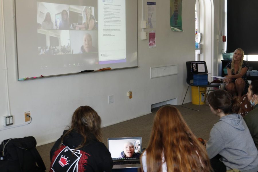 Archers Disabled and Neurodiverse Student Union listen to activist Theodora Mashamba speak via Zoom April 20 in the Human Development room. Students said they were inspired and impacted by her story of determination.