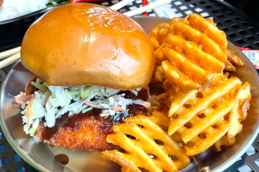 Pictured is Katsu Bar’s original katsu sandwich with waffle fries. The restaurant opened its sixth location May 1 in Santa Monica, and I reviewed four items on its menu.