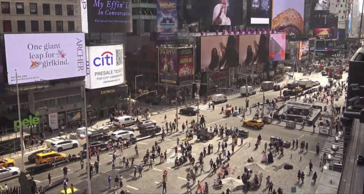 Archer promotes recent rebrand on a Times Square billboard that reads, One giant leap for girlkind, Monday Oct. 2. The billboard sparked controversy across campus regarding its location and cost due to the obscurity of Archers reasoning for choosing billboard marketing.