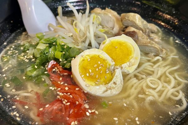 The signature Isa Ramen consists of a chicken and fish broth, boiled all day, with Chasu pork, ramen eggs, green onions, ginger and bean sprouts. This hidden gem of a restaurant in Mid-Wilshire serves some of the most authentic ramen broth Ive ever eaten.