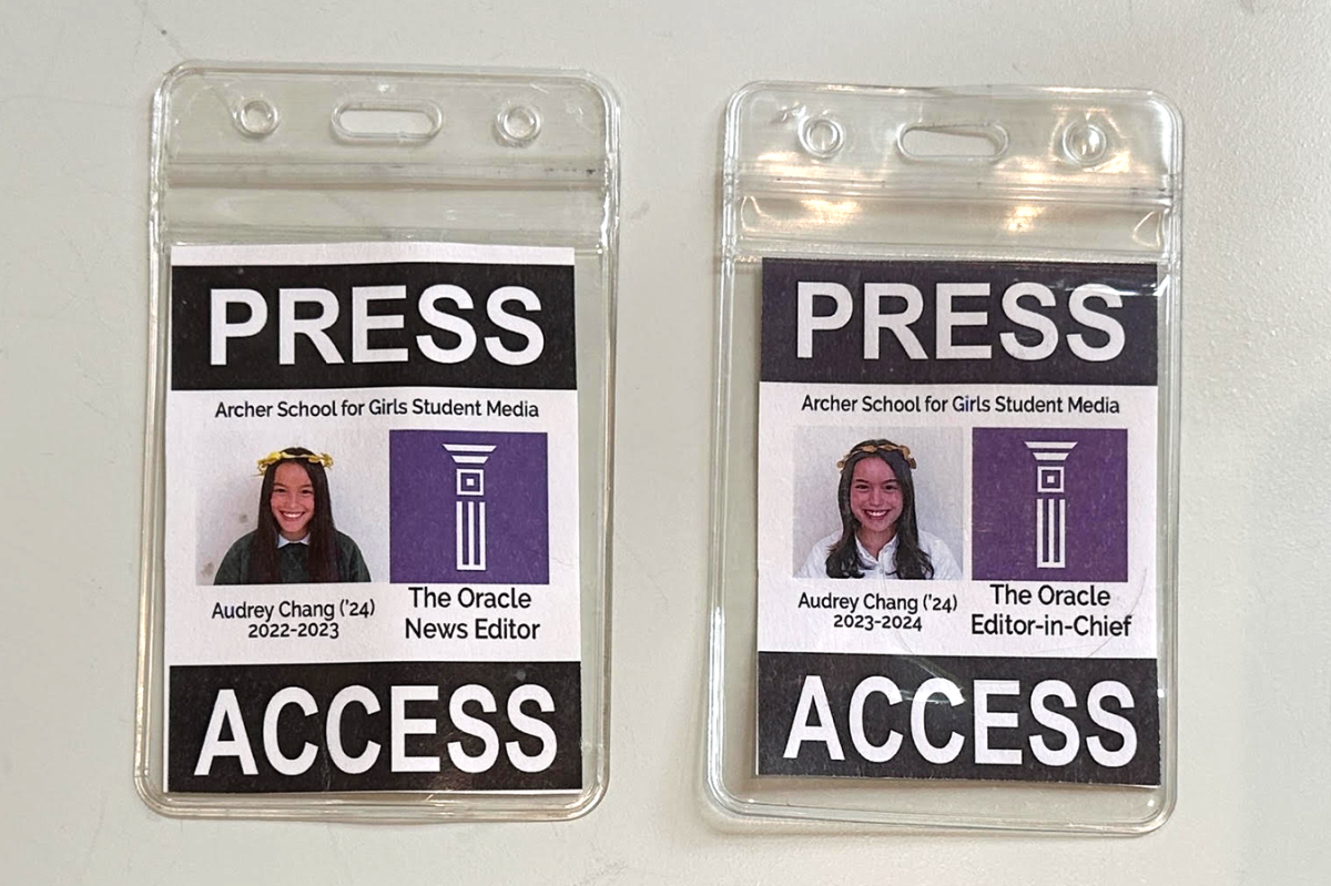 My press passes from the last two years are placed next to each other. As my senior year comes to a close, I reflected on my three years on The Oracle and how much this experience and community has meant to me. 