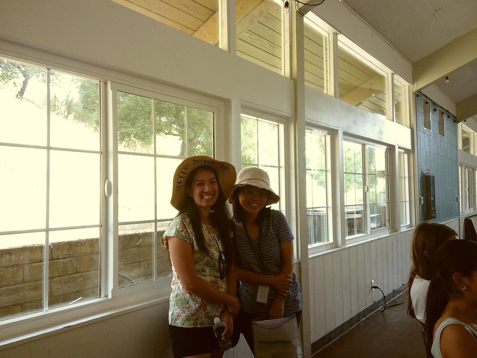 April Nishinaka and Pei-Ying Gosselin pose together during the seventh grade fall outing. Nishinaka is a seventh grade mentor, math and Advanced Study Physics teacher.