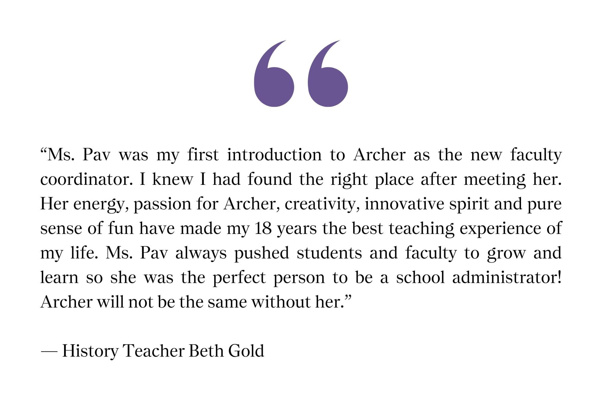 Associate Head for Teaching and Learning departs from Archer during 25th year, community reflects on legacy