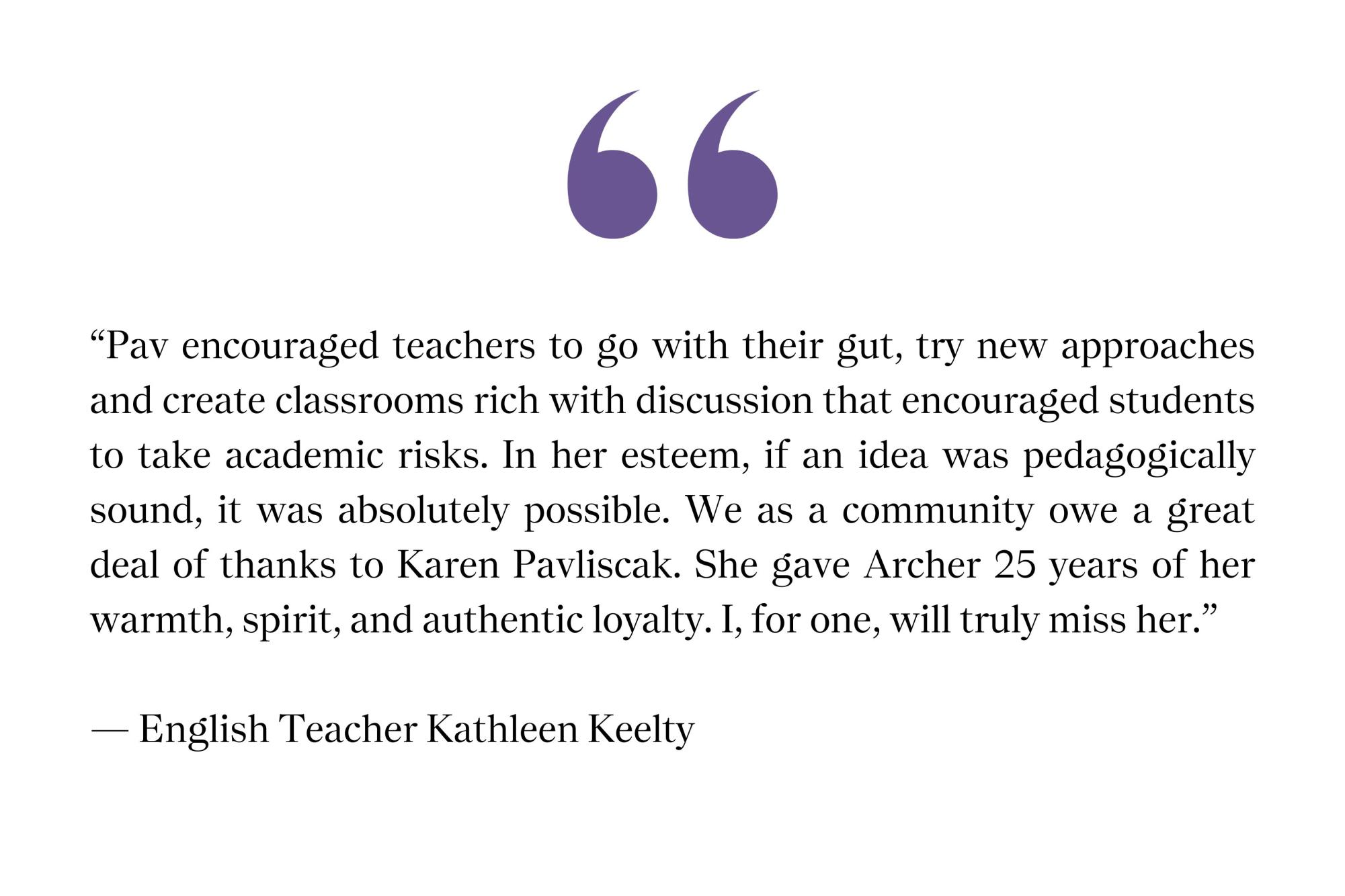 Associate Head for Teaching and Learning departs from Archer during 25th year, community reflects on legacy