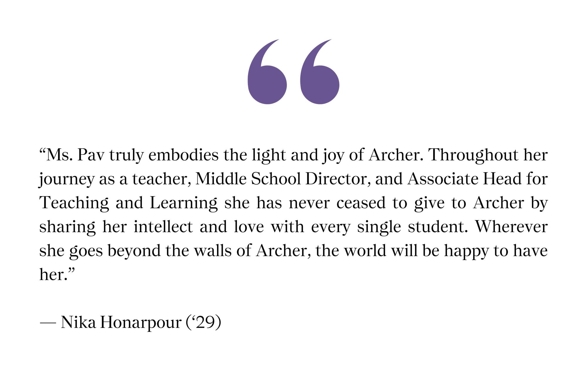 Associate Head for Teaching and Learning departs from Archer during 25th year, community reflects on legacy