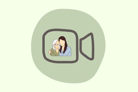 A younger woman hugs an older woman inside of a Zoom icon. The University of Florida Health emphasizes that through intergenerational connections, "teens can also gain a deeper appreciation for the challenges older adults have faced, often putting their own experiences into perspective". Graphic Illustration by Gabby Kaplan