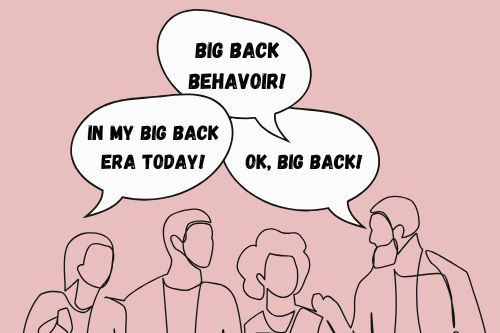 People talk using common phrases that include the term “big back.” Teens often use calling someone a “big back” as a way to push their own insecurities about body image onto others. (Graphic Illustration by Gabby Kaplan).