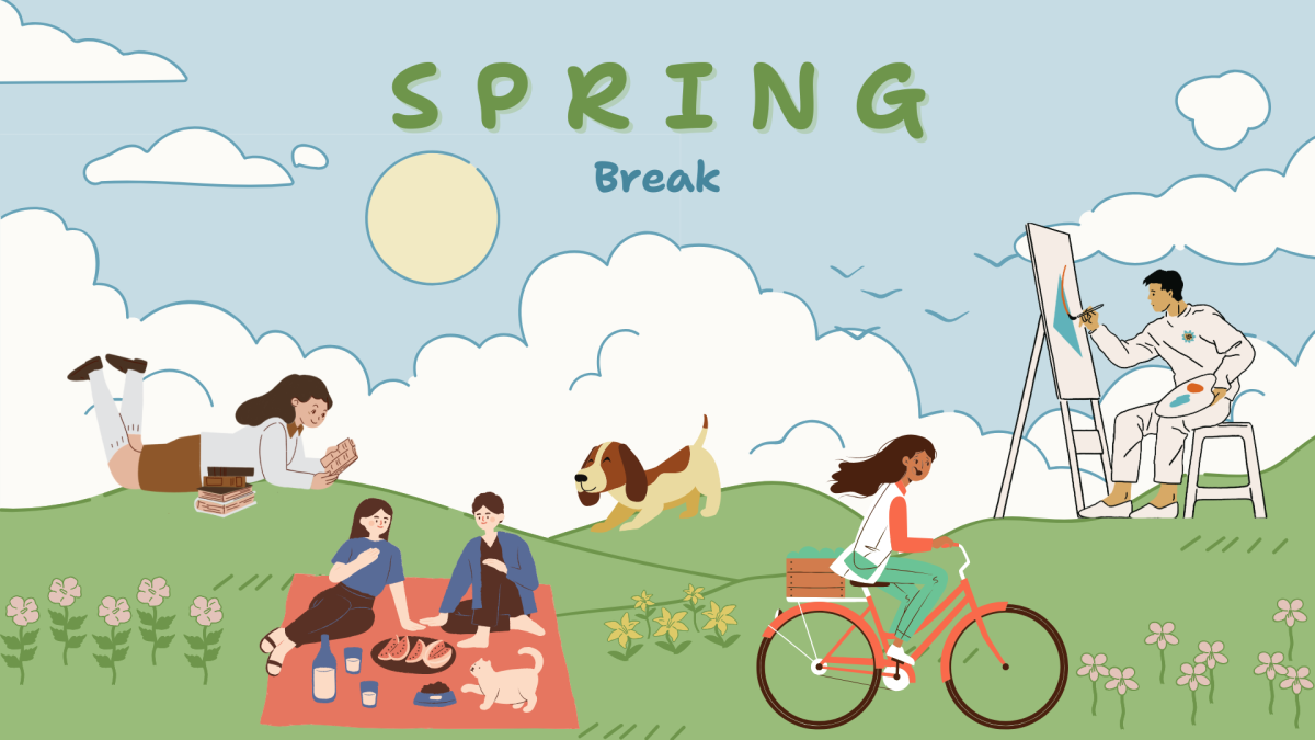 Spring break is the classic two-week respite from the rigors of academic and social high school life, often spent on long family trips or hours of cartoons on the couch. This spring break, try your hand at new, interesting activities to dive into forgotten passions, from joyful workout routines to gourmet picnics to beach days. (Graphic Illustration by Lucy Williams).