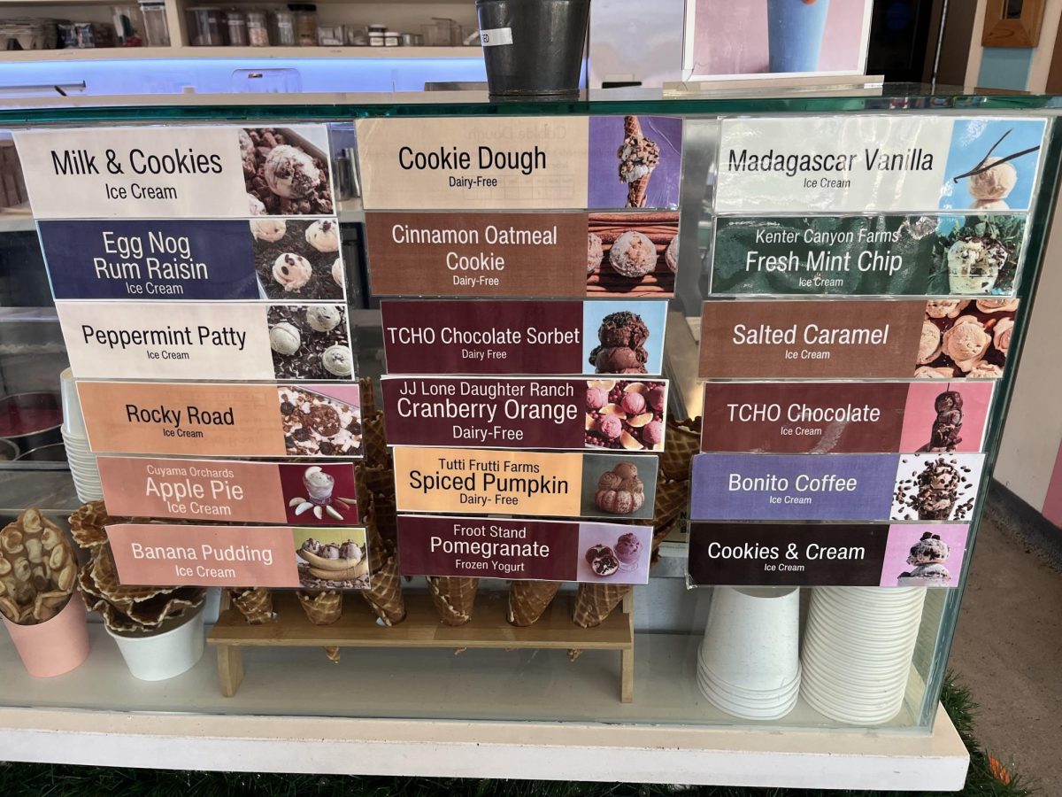 An image shows the Sweet Rose Creamery flavors. Many of the flavor labels include the farm where the produce is from, highlighting their mission to sell ice cream made with sustainable and locally sourced ingredients. 