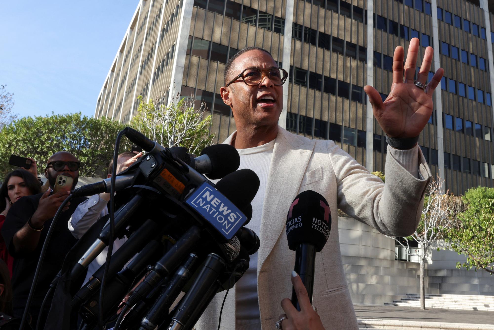 Former CNN anchor Don Lemon speaks to the press as he leaves federal court after an appearance following his arrest for involvement in a protest at a church in Minnesota, in Los Angeles, California, U.S., January 30, 2026.  REUTERS/Jill Connelly