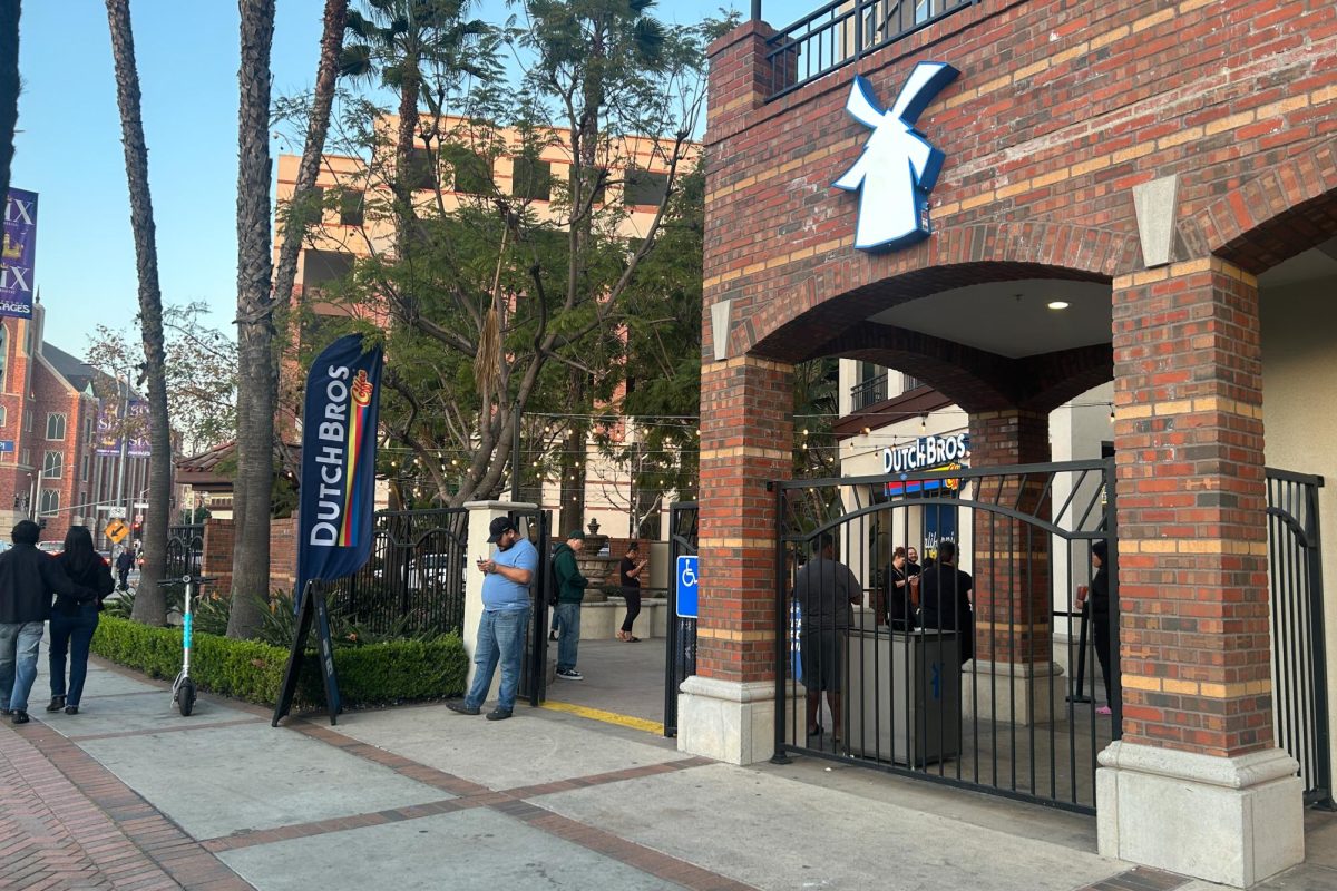Outside of the Dutch Bros Coffee is pictured at the University of Southern California. On the USC campus, people often flock to this spot for a coffee to start their day.