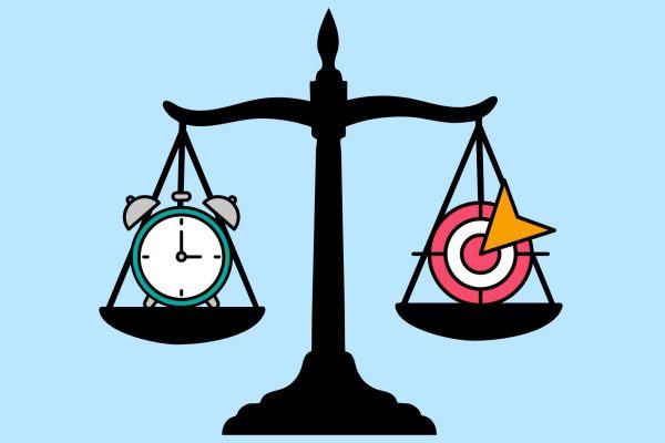 A graphic illustration depicts the balance between timeliness and accuracy. For the fifth and final day of Scholastic Journalism Week Friday, Feb. 27, the theme is Truth Against the Clock, which focuses on journalists’ responsibility to prioritize timely and truthful reporting. The Journalism Education Association wrote that “in a world flooded with instant content. Real journalism stands apart by proving that urgency and integrity can — and must — coexist." (Graphic Illustration by Izzie Erickson)