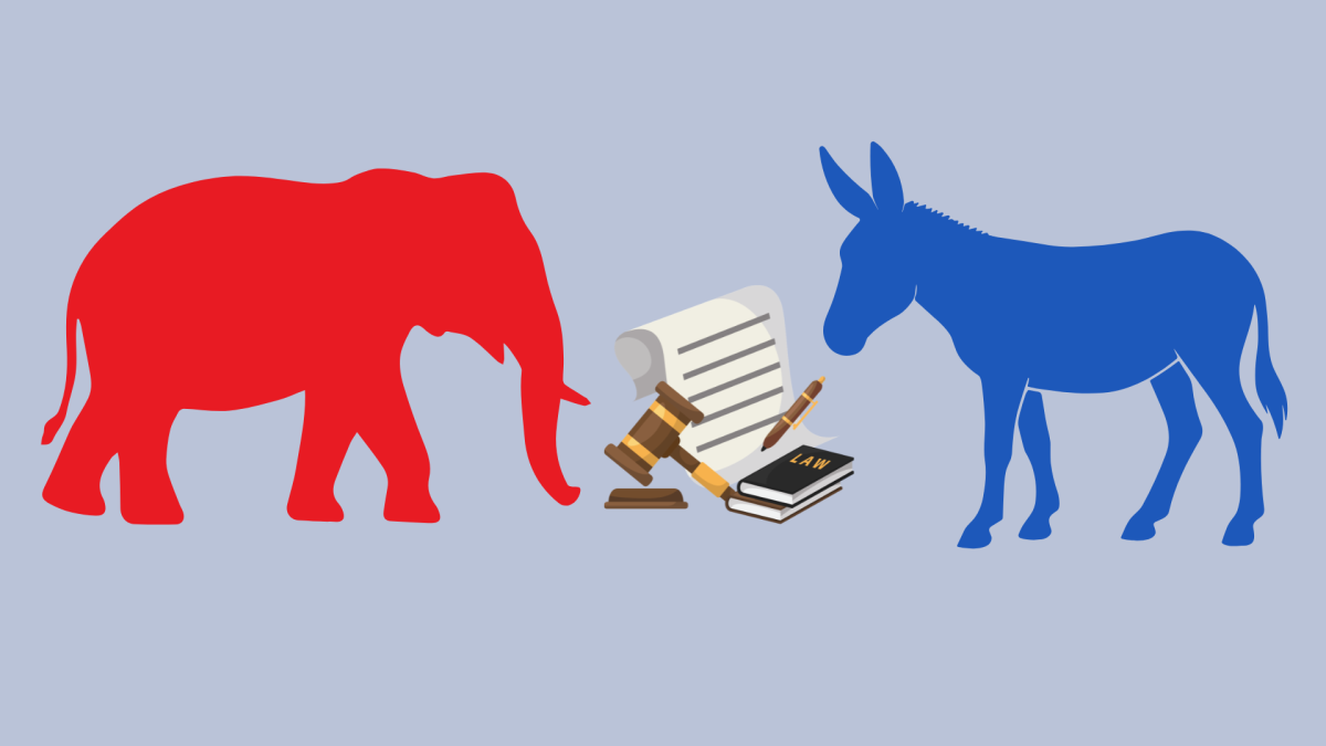A graphic illistration depicts the mascots for both the Democratic and Republican political parties on either side of a signed bill of law. Bipartisanship is the creation of a legislation or policy by compromise and agreement between involoved parties. According to NPR Politics, there has been a decrease of bipartisanship in the United States Congress. "While I understand that everyone has their own political agenda," Bridgett Levy ('27) said, "I think that we should also put the well-being of the United States over partisan lines." (Graphic Illistration by Nika Honarpour)