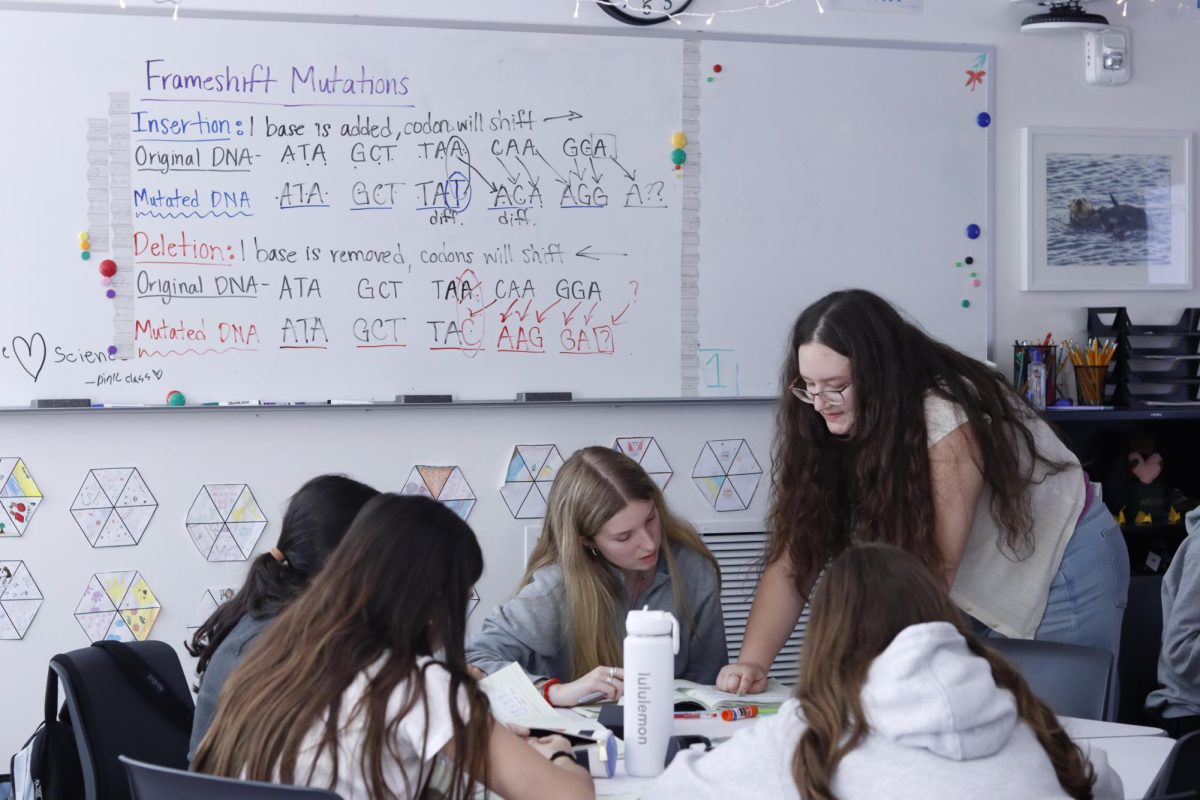 Science teacher Carmen Sahagún teaches her C-block 9th grade Biology class last period on March 26. The class's current unit is on melenin, specifically looking at the genetic mutations behind albanism. Genes are taken into consideration in the drug development process as well, specifically when looking at gene therapies. "I think the field is evolving quickly," Vice President of Global Research and Development at Amgen Dr. Angela Coxon said, "and it requires a different way of thinking to come up with new therapies that are going to have an impact."