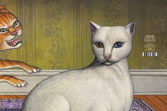 On Mitski's promotional images for her new album, a white cat with heterochromia sits calmly as an orange cat aggressively lunges at it. Mitski released her newest album "Nothing's About to Happen to Me" Feb. 27. The album utilizes metaphors and passionate emotion, emphasizing the themes of love and loss. (Promotional image from Dead Oceans)