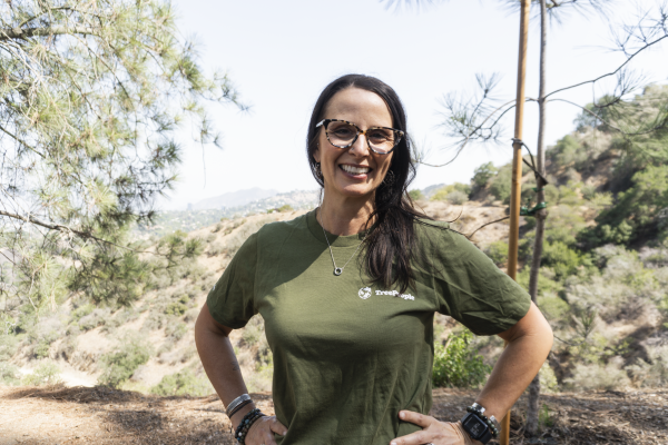CEO of TreePeople Cassie Rauser stands a TreePeople's Coldwater Canyon Base. Rauser was named CEO in November after a two-year-long search. (Photo courtesy of TreePeople.)