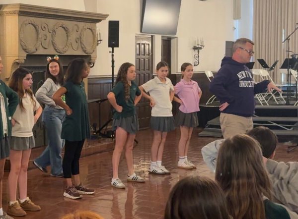 Sixth graders practice with their partners for the upcoming Maypole dance. The practice is led by the Director of Middle School Reed Farley. The Maypole ceremony has existed since 1981, when Archer was formerly the Eastern Star Home for Women.