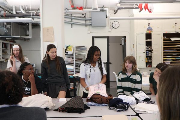 The Fashion Moving Forward club meets inside of the art studio, where they do a used clothes exchange. Cub co-founder Lola Thomas ('26) said that having a club that focuses on fashion sustainability is vital in a school setting. "I have different types of activities. Some of them are fashion sustainability education, so learning about regenerative farming or different approaches," Thomas said. "What we're doing tomorrow is a clothing swap, so people can bring one to two pieces of clothing that they no longer love, and so they will swap with each other to get something new and interesting."   